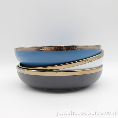 高品質の16個のStoneware Blue Color Gold